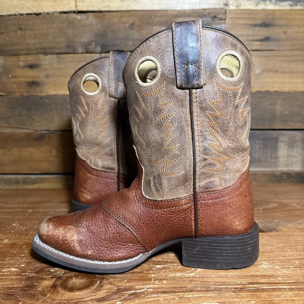 Smoky Mountain Kids Luke Brown Distressed‎ Leather Western Boot 2481 C size 1